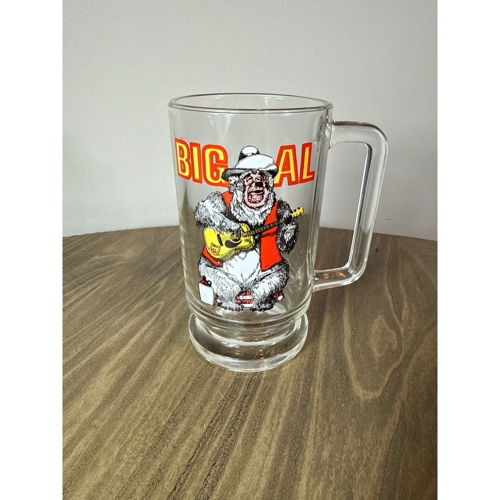 Vintage Disney Country Bear Jamboree Glass Mug Big Al Clear 6in Souvenir